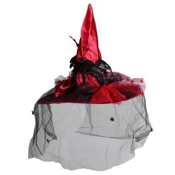Heksenhoed Luxe Rood Satijn Met Tule