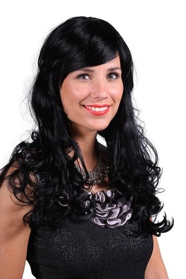 Pruik Shirley Zwart Deluxe 1 Pruik Shirley Zwart Deluxe