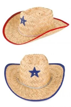 Cowboyhoed Kind Stro Rode Of Blauwe Details