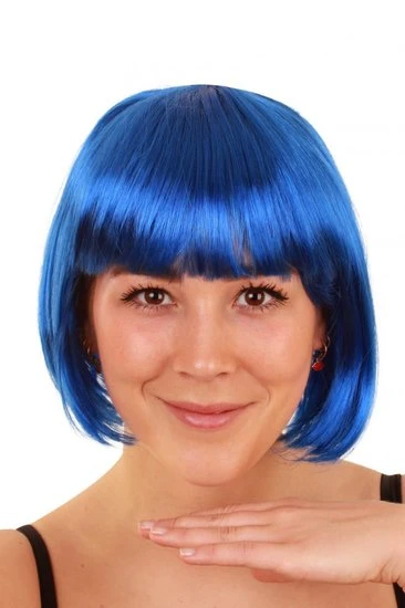 Bobline Pruik Blauw Sensation Kort Model 1 Bobline Pruik Blauw Sensation Kort Model