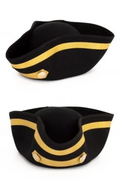 Piratenhoed Driesteek Zwart Wolvilt