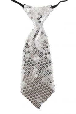 Stropdas Glitter Pailletten Zilver