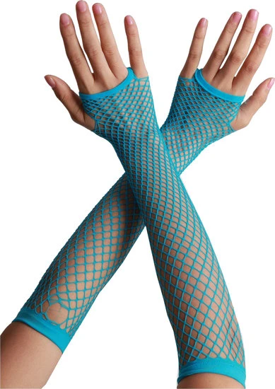 Net Handschoenen Lang Turquoise 1 Net Handschoenen Lang Turquoise