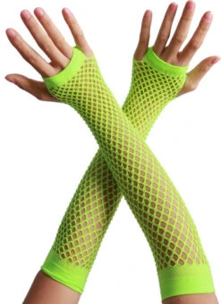 Net Handschoenen Lang Geel