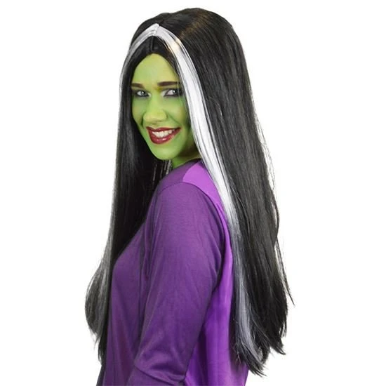 Halloween Pruik Heks Zwart-wit 1 Halloween Pruik Heks Zwart-wit