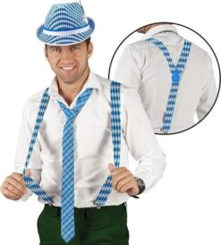 Folat Bretels Oktoberfest Blauw-wit Geruit