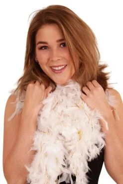 Boa Wit Met Goud Lurex 75 Gram 180 Cm