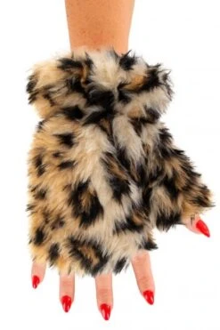 Vingerloze Handschoenen Pluche Panter