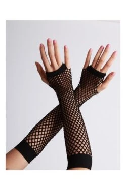 Net Handschoenen Lang Zwart