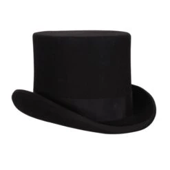 Hoge Hoed Zwart Wolvilt 14 Cm