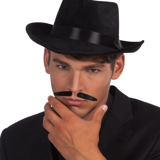 Boland Snor Gangster Zwart Zelfklevend 2 Boland Snor Gangster Zwart Zelfklevend - Afbeelding 2