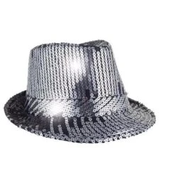 Hoed Popstar Pailletten Zwart-zilver