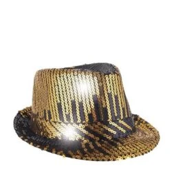 Hoed Popstar Pailletten Zwart-goud