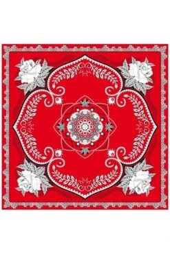 Boerenzakdoek Rood Met Bloemen Motief