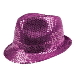 Hoed Popstar Pailletten Paars -Party Supplies Verkoop 1925510286
