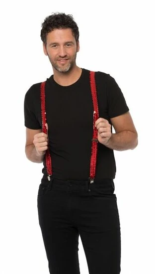 Bretels Rood Pailletten 2 Bretels Rood Pailletten - Afbeelding 2