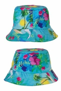 Hawaii Vissershoedje Blauw Met Print