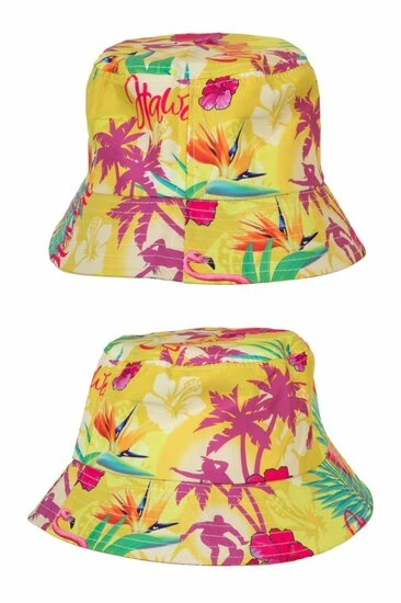 Hawaii Vissershoedje Geel Met Print 1 Hawaii Vissershoedje Geel Met Print