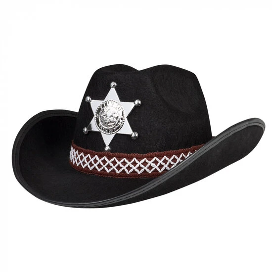 Boland Cowboyhoed Sherrif Kind Zwart 2 Boland Cowboyhoed Sherrif Kind Zwart - Afbeelding 2