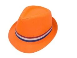 Hoed Oranje Met Rood Wit Blauw Band