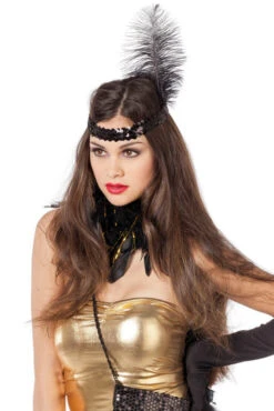 Charleston Hoofdband Met Zwarte Veer