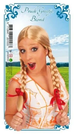 Pruik Gretchen Blond Met Vlechten, One Size