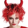 Pruik Curly Devil Rood Met Hoorntjes