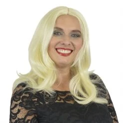 Yvette Pruik Lang Met Scheiding Platina Blond