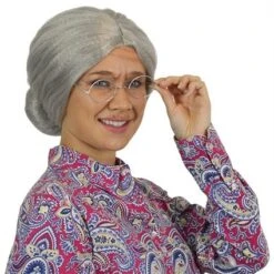 Oma Pruik Met Knot Grijs