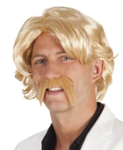 Boland Pruik Chuck Blond Met Zelfklevende Snor