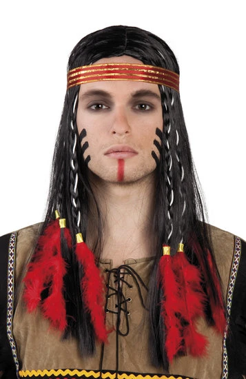 Boland Indianenpruik Man Met Haarband 1 Boland Indianenpruik Man Met Haarband