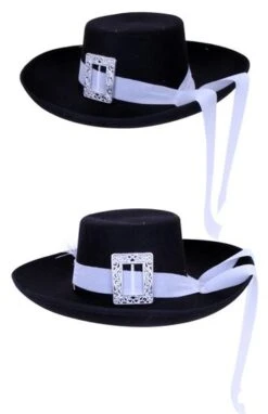 Musketierhoed Zwart Met Band En Veer