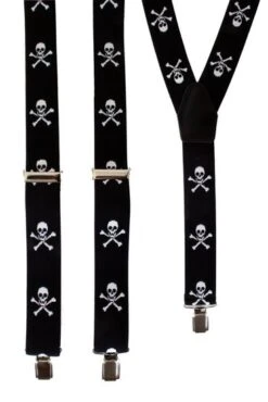 Bretels Zwart Met Doodskoppen Print