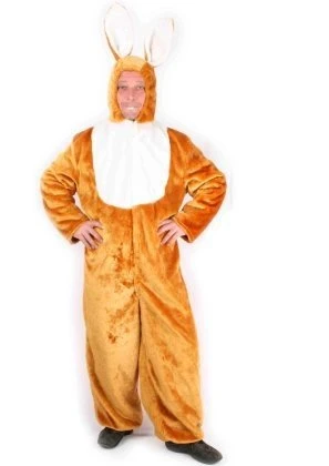 Paashaas Pluche Bruin Wit Kostuum Met Muts 1 Paashaas Pluche Bruin Wit Kostuum Met Muts