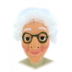 Oma / Sarah Plastic Masker Met Wit Haar En Bril