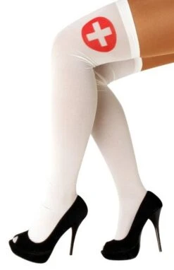 Overknee Kousen Verpleegster Wit Met Rood Kruis 1 Paar
