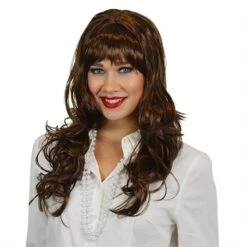 Pruik Patricia Golvend Lang Bruin