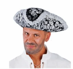Piratenhoed Vilt Doodshoofd Zwart-zilver