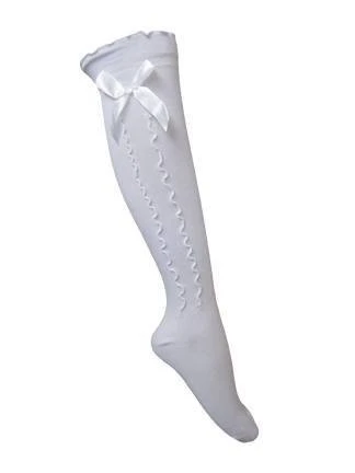 Trachten Kniekousen Wit Met Strik 2 Trachten Kniekousen Wit Met Strik - Afbeelding 2