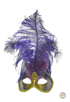 Venetiaans Masker Star Goud-paars Met Verentooi