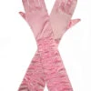 Gala Handschoenen Roze Satijn Plooitjes