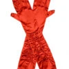 Gala Handschoenen Rood Satijn Plooitjes