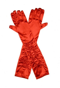Gala Handschoenen Rood Satijn Plooitjes
