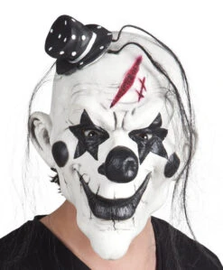 Boland Latex Masker Psycho Clown Zwart Wit