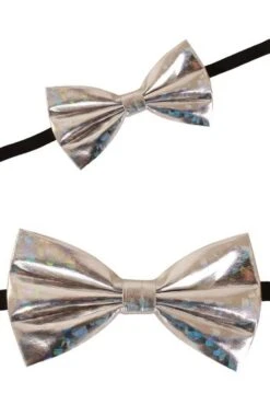 Vlinderstrikje Glitter Zilver Hologram