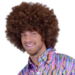 Afro Pruik Bruin