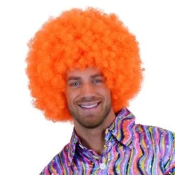 Afro Pruik Oranje
