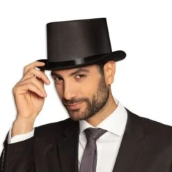 Boland Hoge Hoed Zwart Satijn Luxe